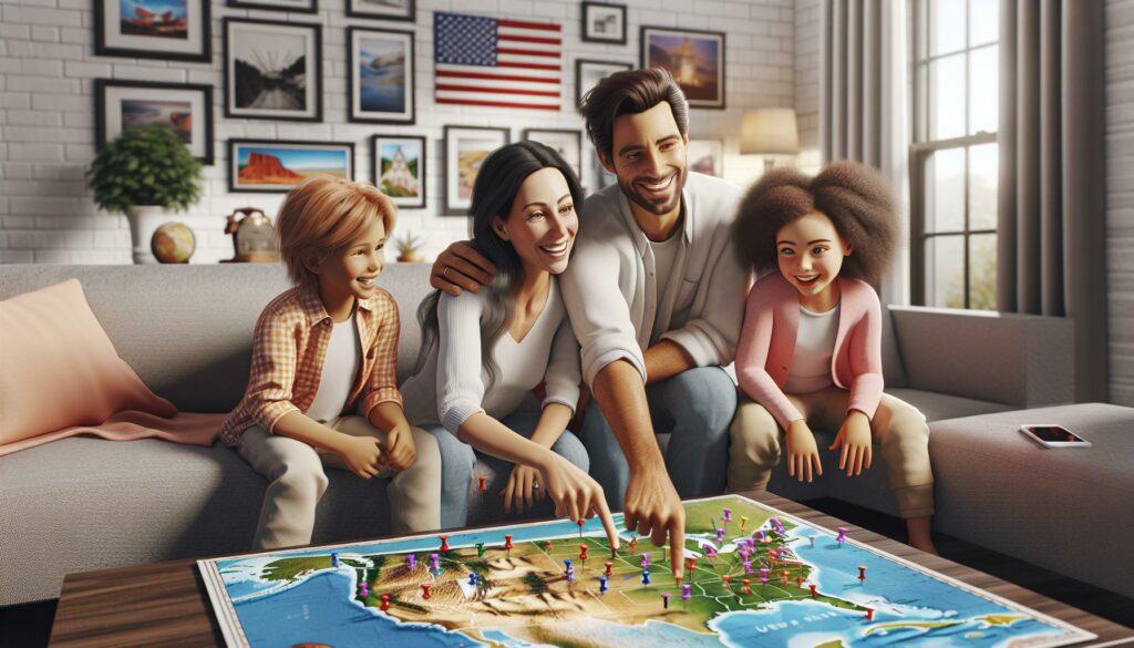 family travel map with pins